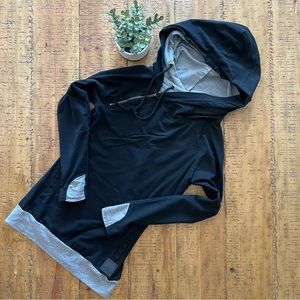 Ampersand Double Hooded Sweatshirt, Black, XS